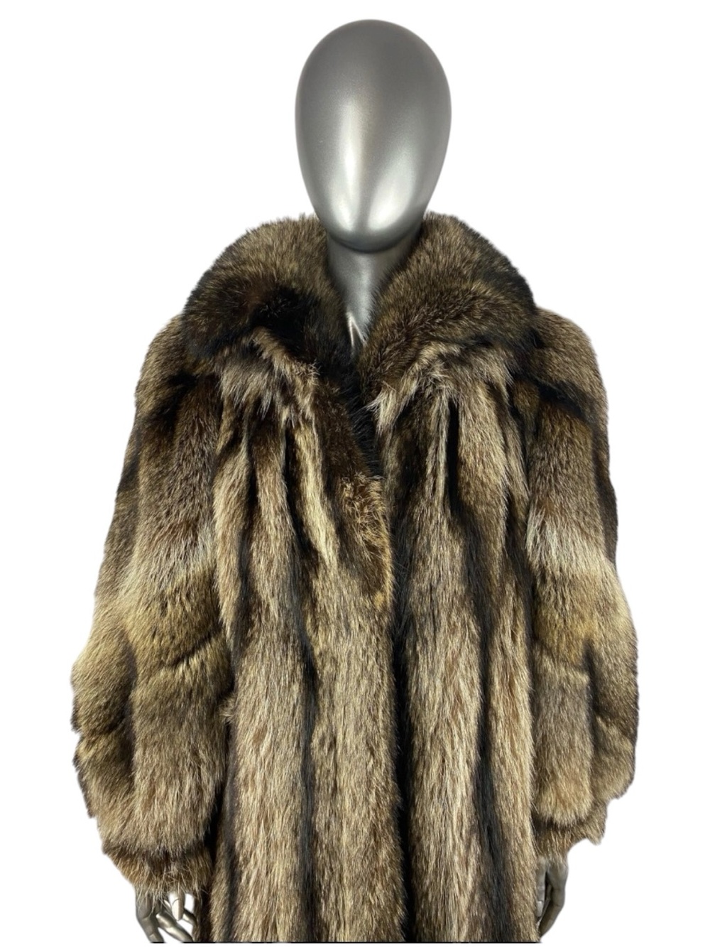 RACCOON Coat, Silver Tip, Size XXL, Certified Vintage Fur w/Storage Bag